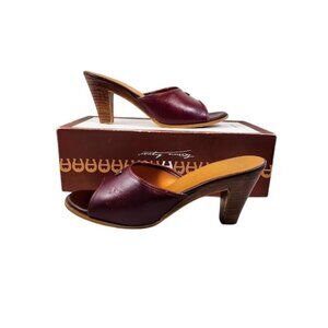 Vintage Etienne Aigner Burgundy Leather Mules A Logo Early 1980s 6.5 N